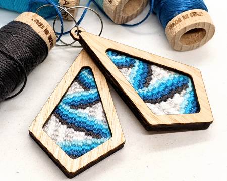 Pathways Bargello Earrings Needlework KIT - Eucalypt - by Robyn J Designs