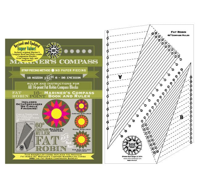 Fat Robin 16 Point Mariner's Compass Book and Ruler Combo by Robin Ruth Design