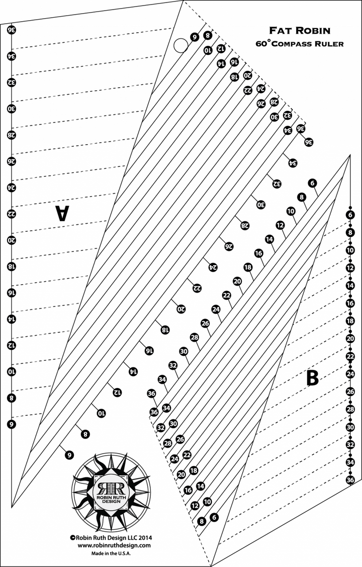 Fat Robin 16 Point Mariner's Compass Book and Ruler Combo by Robin Ruth Design