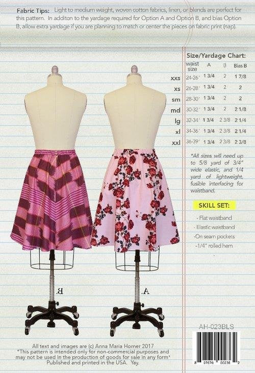 Simple Start Bassline Skirt Pattern by Anna Maria