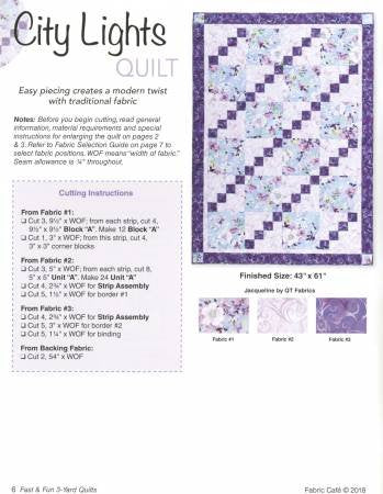 Fast & Fun  3 Yard Quilts Book by Fabric Cafe