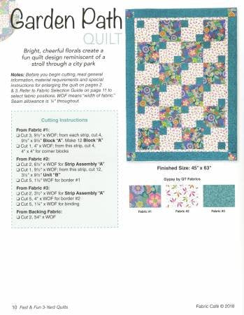 Fast & Fun  3 Yard Quilts Book by Fabric Cafe
