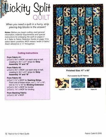 Fast & Fun  3 Yard Quilts Book by Fabric Cafe
