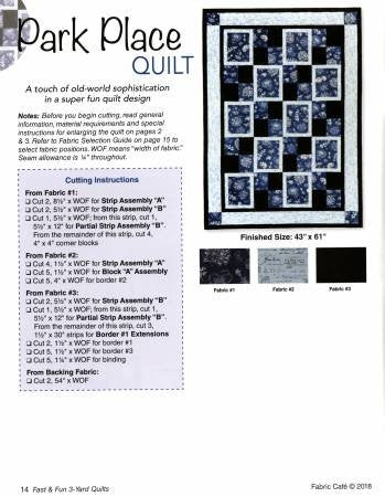 Fast & Fun  3 Yard Quilts Book by Fabric Cafe
