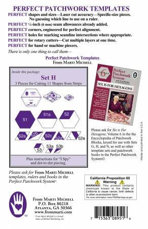 Perfect Patchwork Templates Set H Large Hexagons