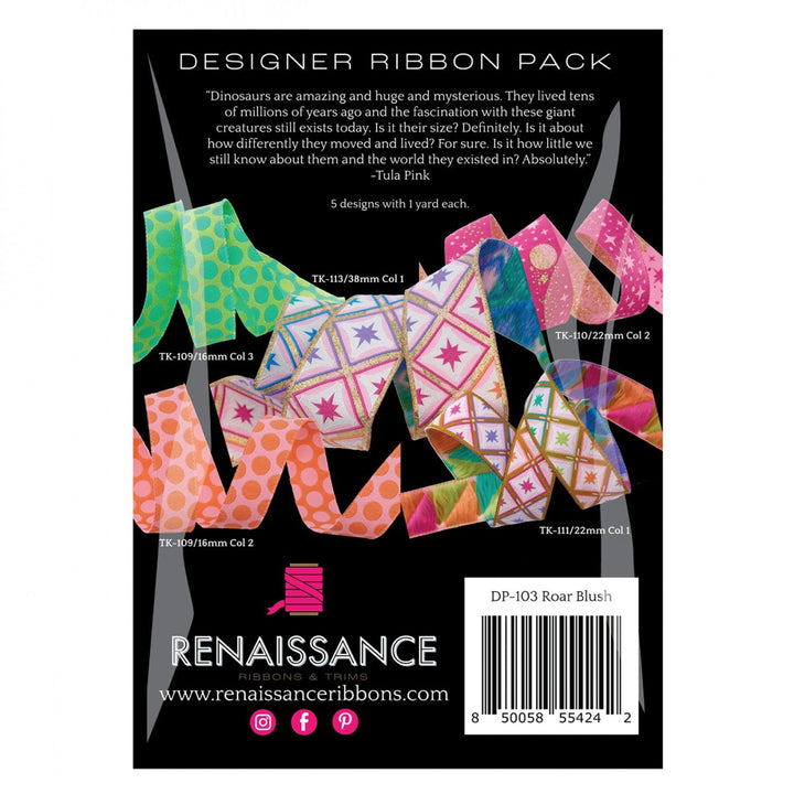 Tula Pink Roar in Blush Designer Pack Renaissance Ribbons
