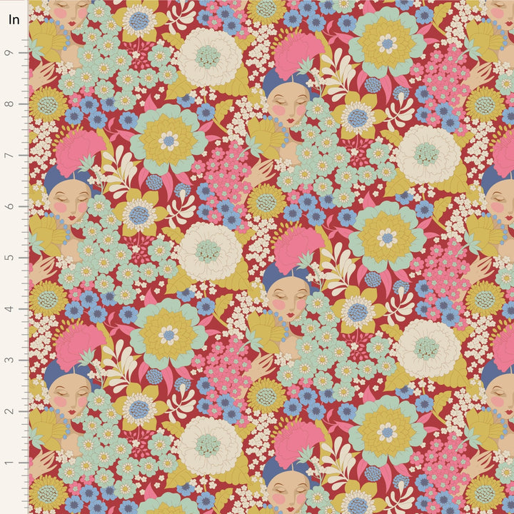 Wallflower - Burgundy Wallflower by Tilda Fabrics