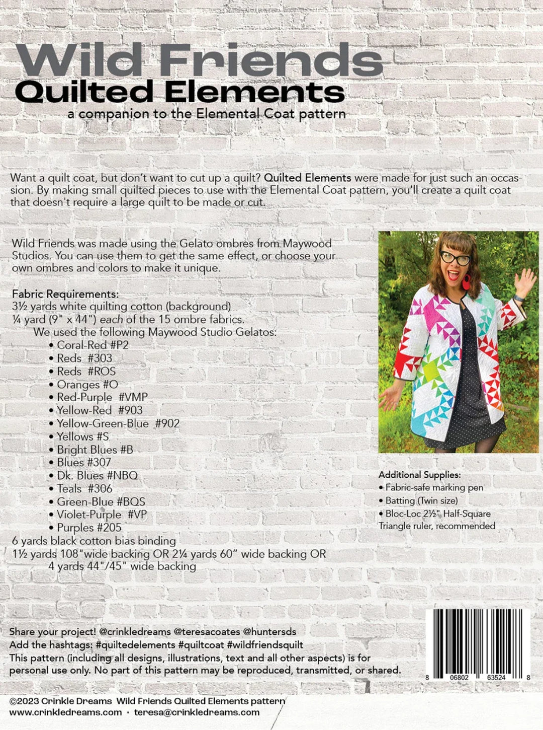 Wild Friends Quilted Elements - Companion to the Elemental Coat Pattern by Crinkle Dreams