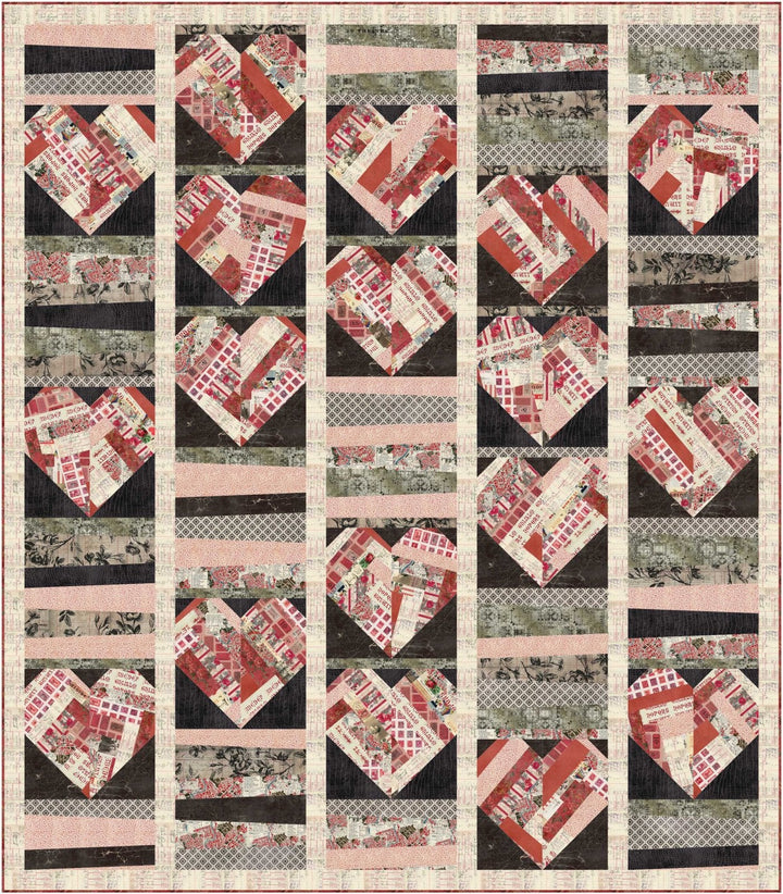 Country Hearts Quilt Pattern - DIGITAL FILE -  Featuring Palette Red by Tim Holtz  *FREE with 1yd Palette RED Purchase*