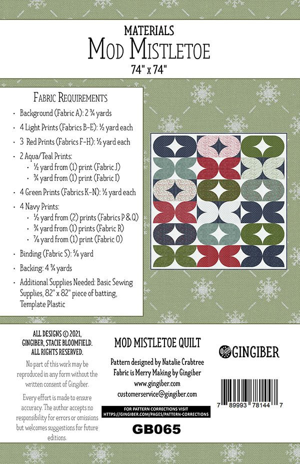 Mod Mistletoe Quilt Pattern by Gingiber