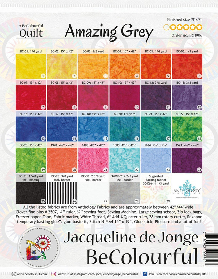 Amazing Grey Quilt Pattern by Jacqueline de Jonge