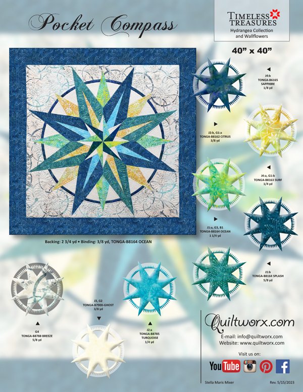 Pocket Compass Quilt Pattern by Quiltworx