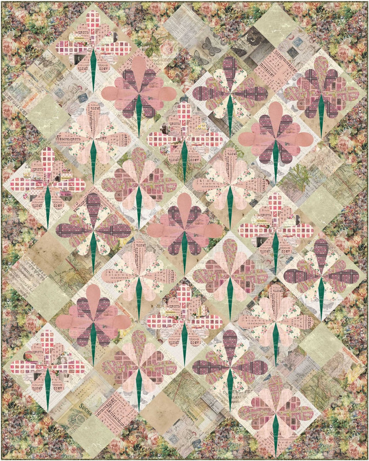 Fleur Quilt Pattern - DIGITAL FILE - Featuring Palette Pink by Tim Holtz  *FREE with 1yd Palette PINK Purchase*