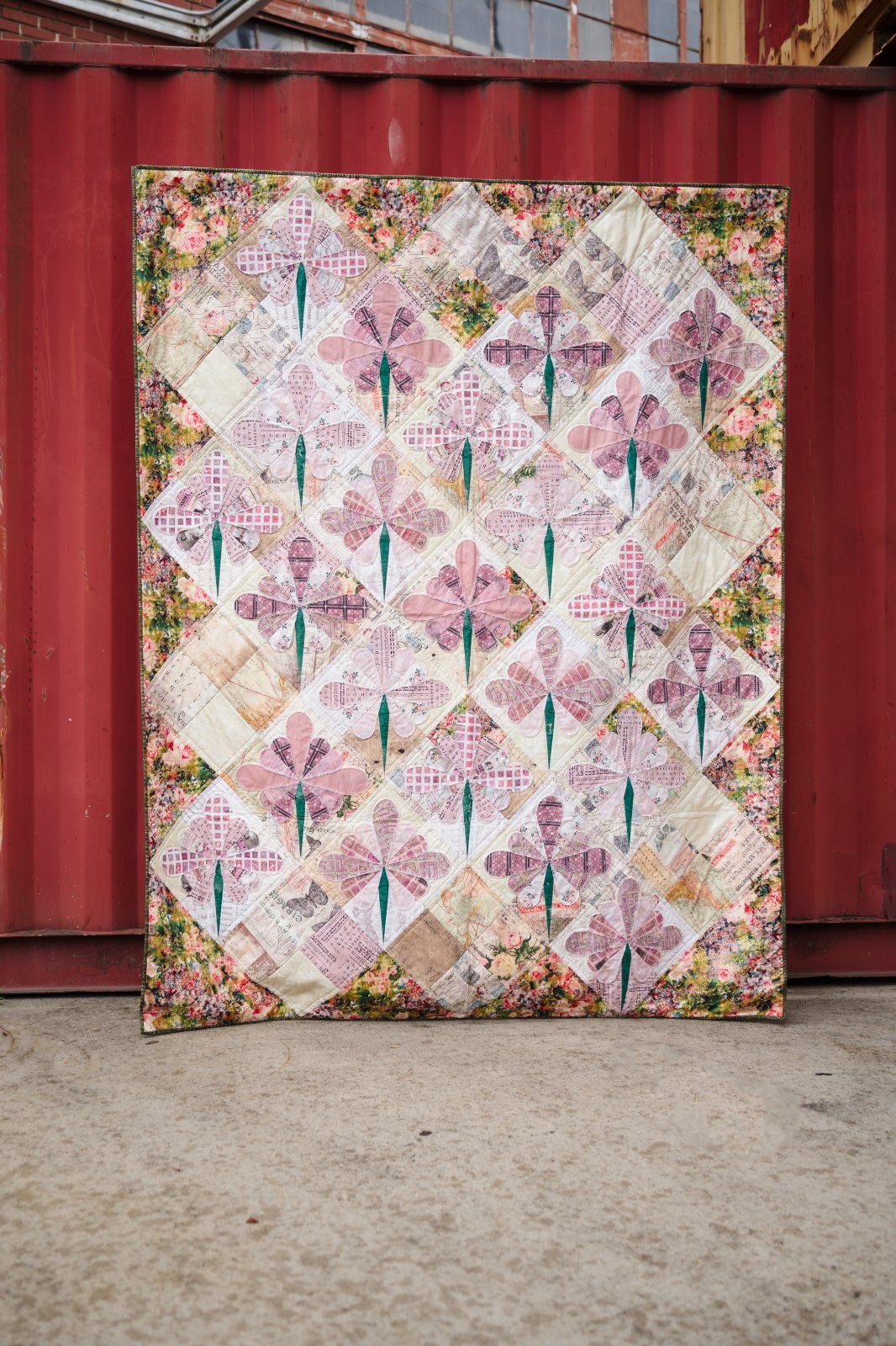 Fleur Quilt Pattern - DIGITAL FILE - Featuring Palette Pink by Tim Holtz  *FREE with 1yd Palette PINK Purchase*