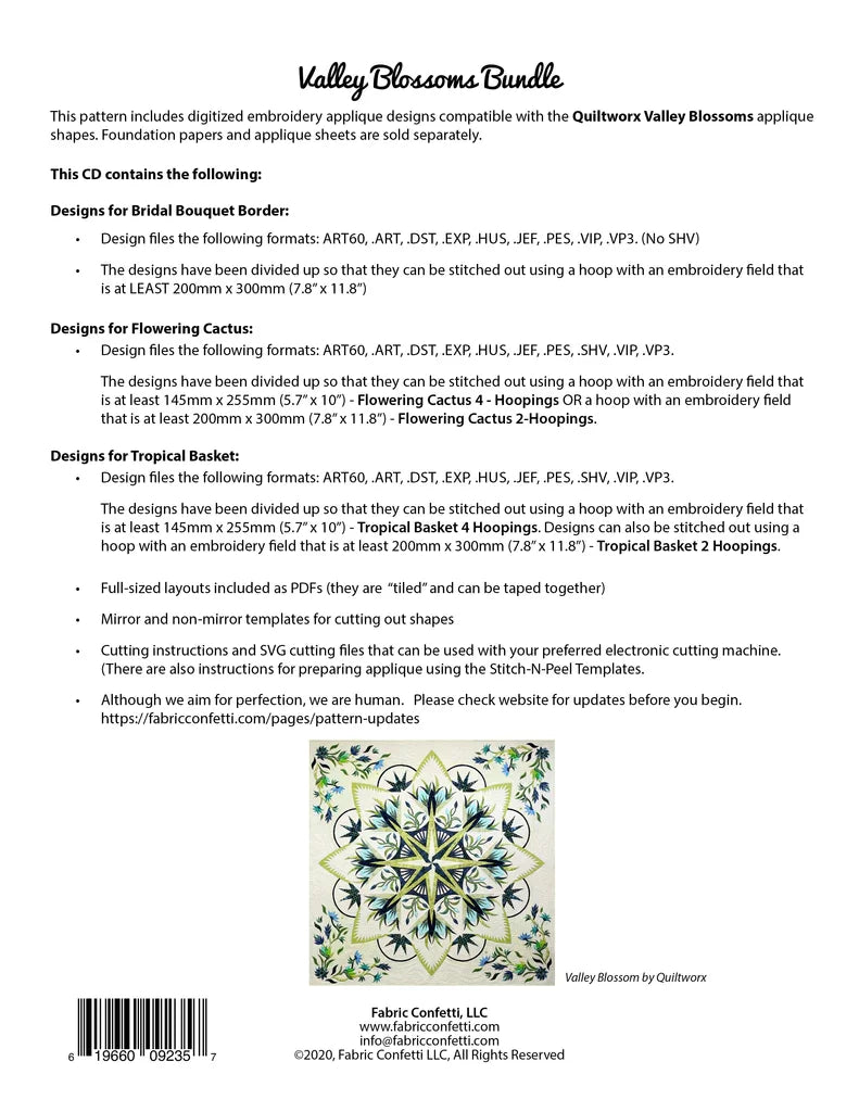 Valley Blossom Bundle MACHINE EMBROIDERY CD by Fabric Confetti
