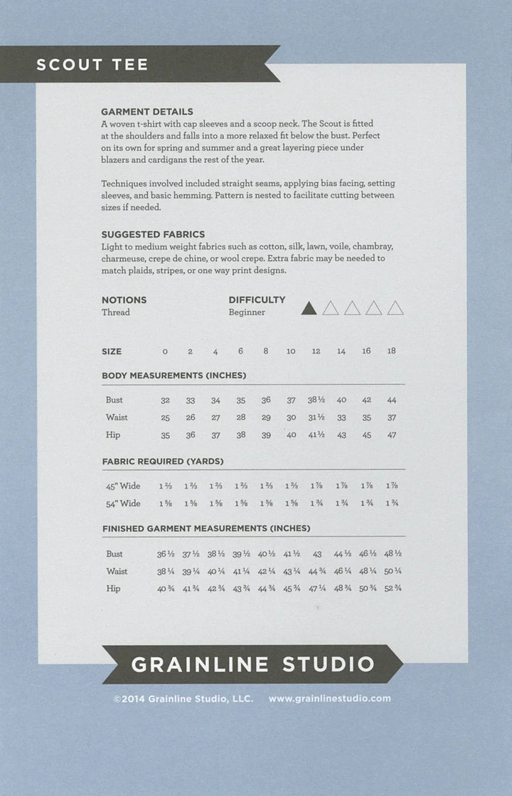 Scout Tee Pattern Sizes 0 - 18