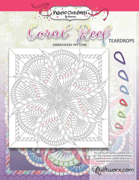 Coral Reef Teardrops MACHINE EMBROIDERY CD by Fabric Confetti