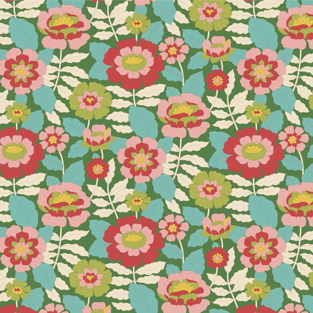 Beverly -  Green  Wallflower by Tilda Fabrics