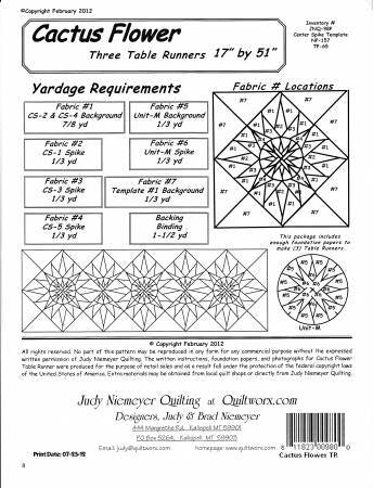Cactus Flower Tablerunner Pattern by Quiltworx