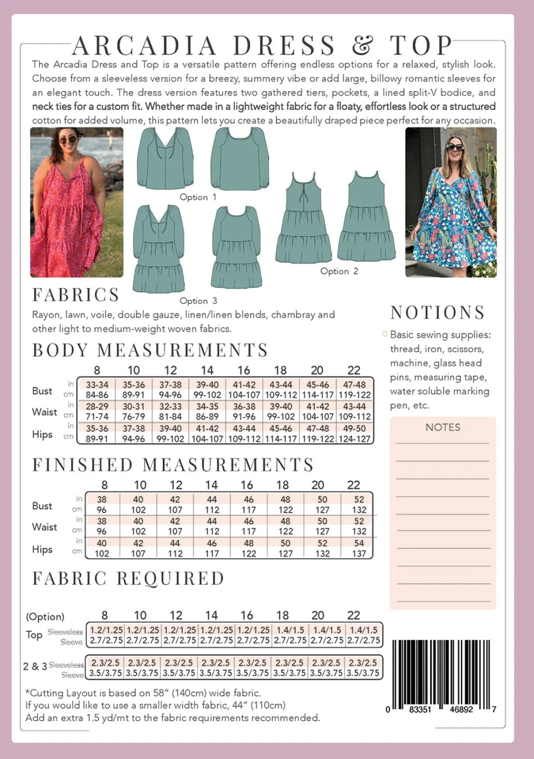 Arcadia Dress and Top Pattern by Sew to Grow
