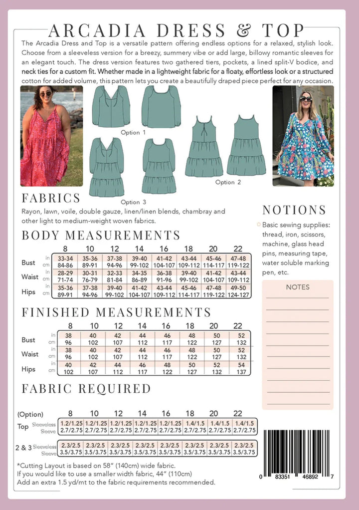 Arcadia Dress and Top Pattern by Sew to Grow
