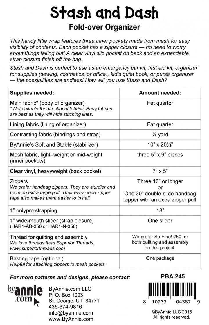 Stash and Dash Pattern by ByAnnie