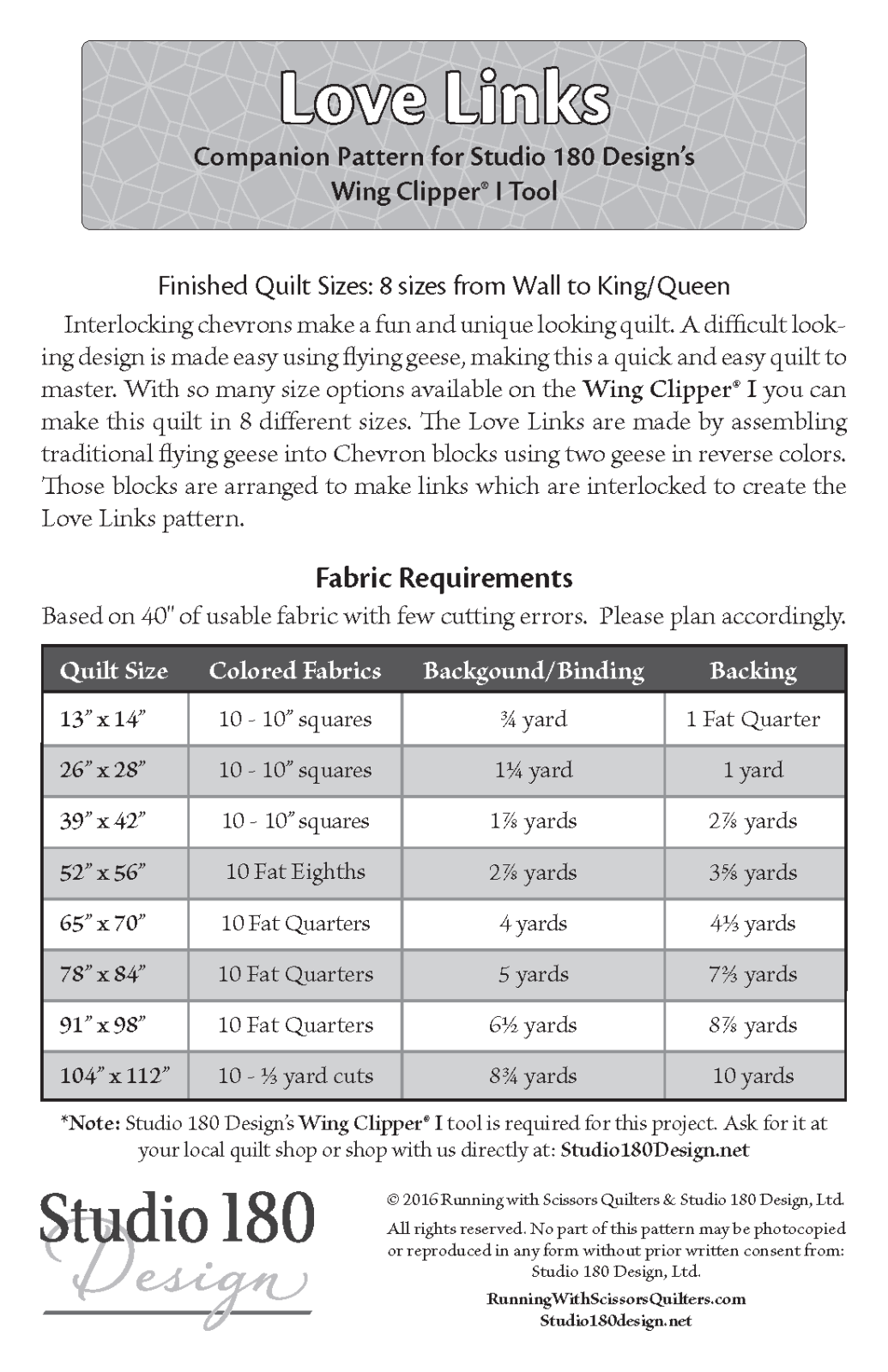 Love Links Quilt Pattern by Studio 180 Design