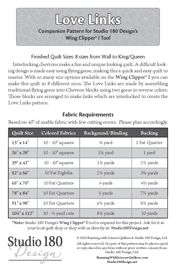 Love Links Quilt Pattern by Studio 180 Design