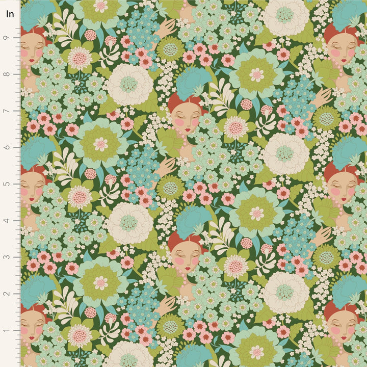 Wallflower - Green Wallflower by Tilda Fabrics