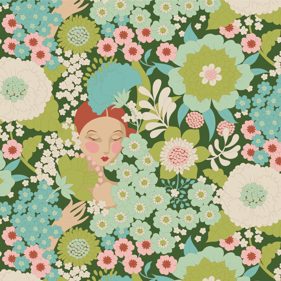Wallflower - Green Wallflower by Tilda Fabrics