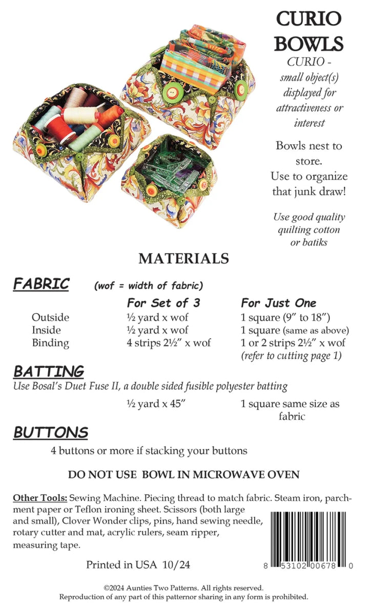 Curio Bowls Pattern from Aunties Two