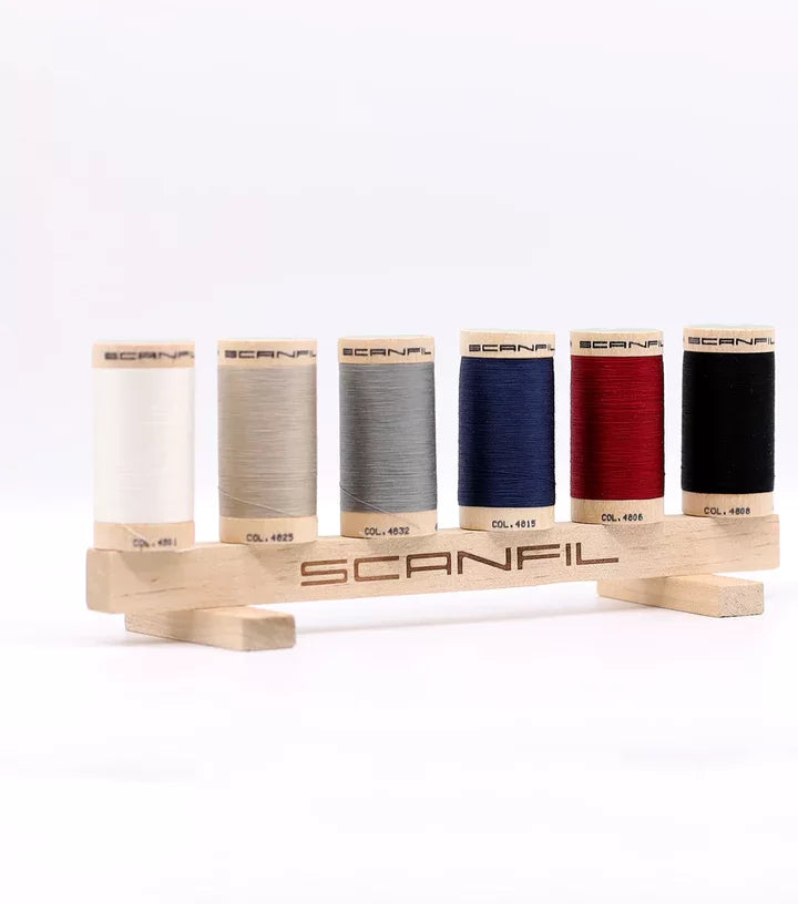 ORGANIC COTTON 6 SPOOL + RACK SET | 50/2 WT | 500 YD | NEUTRALS Scanfil Thread