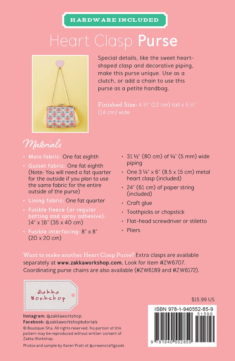 Heart Clasp Purse Kit - Rose Gold