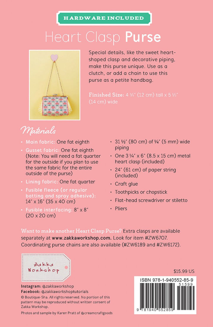 Heart Clasp Purse Kit - Rose Gold