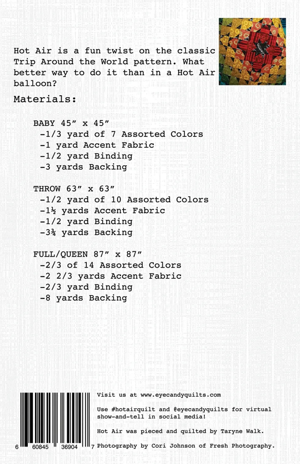 Hot Air Quilt pattern