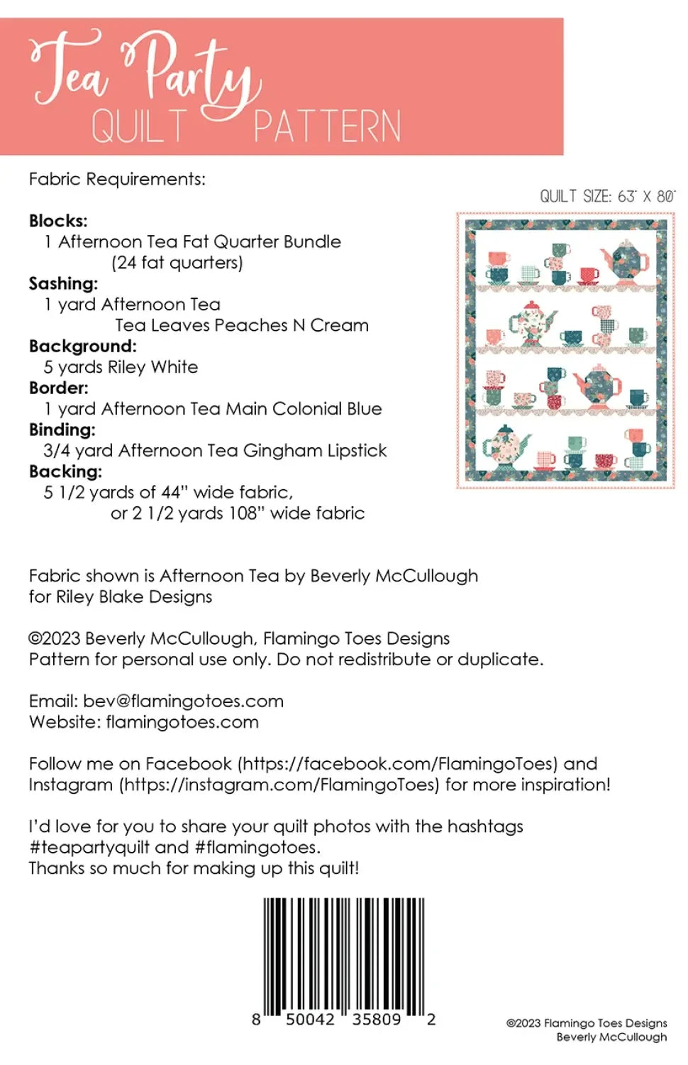 Tea Party Quilt Pattern