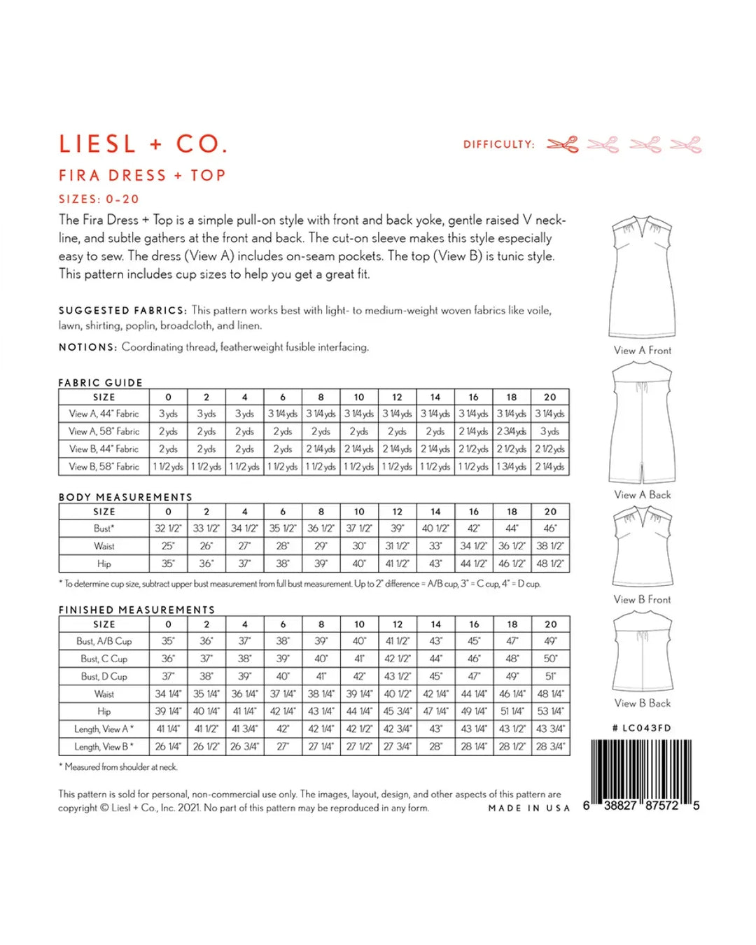 Fira Dress and Top Pattern by Liesl & Co