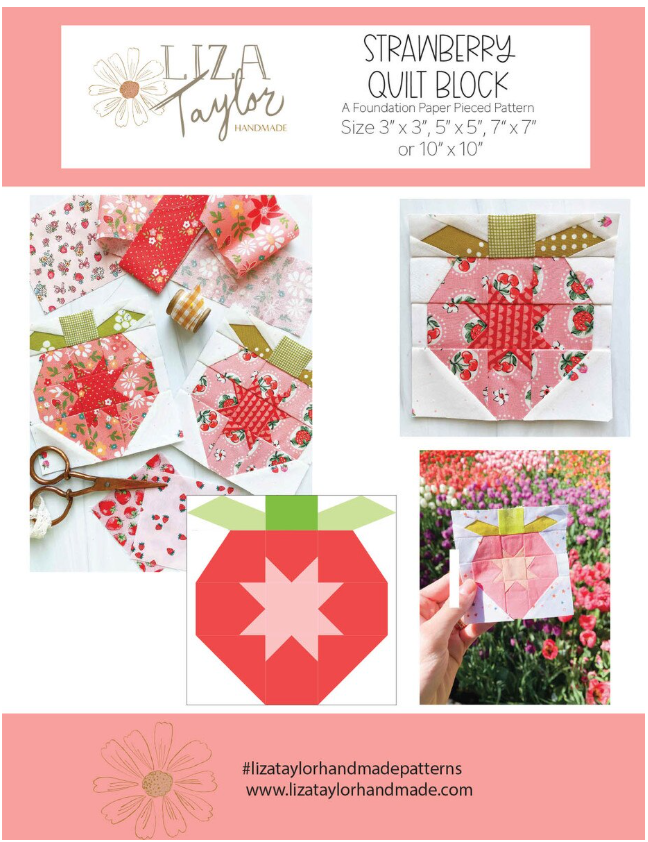 Liza Taylor Handmade Strawberry Quilt Block Pattern