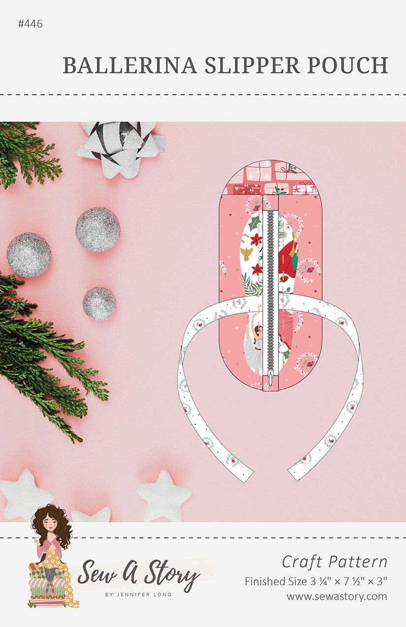 Nutcracker Tradition Christmas Ballet Slipper Zipper Pouch Pattern by Jennifer Long for Riley Blake