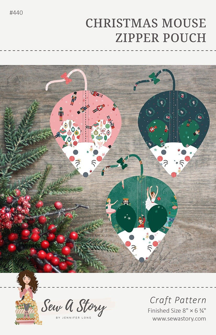 Nutcracker Tradition Christmas Mouse Zipper Pouch Pattern by Jennifer Long for Riley Blake
