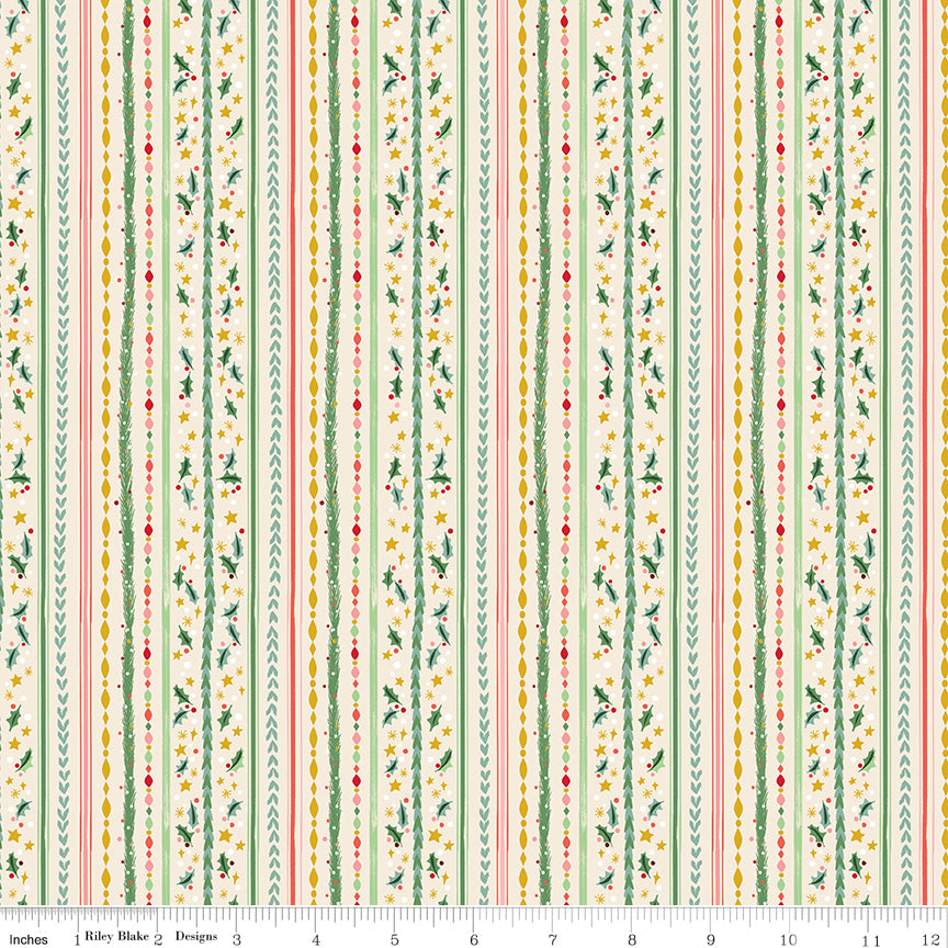Winterberry Stripes - Ivory Sparkle - Carol by Jill Howarth
