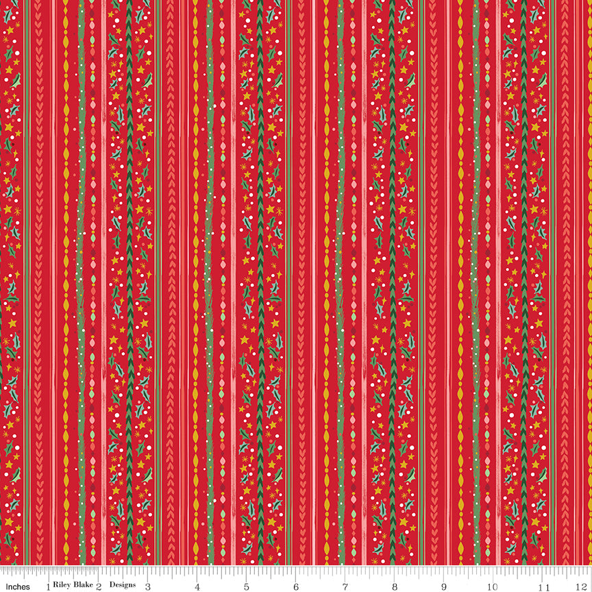 Winterberry Stripes - Red Sparkle - Carol by Jill Howarth