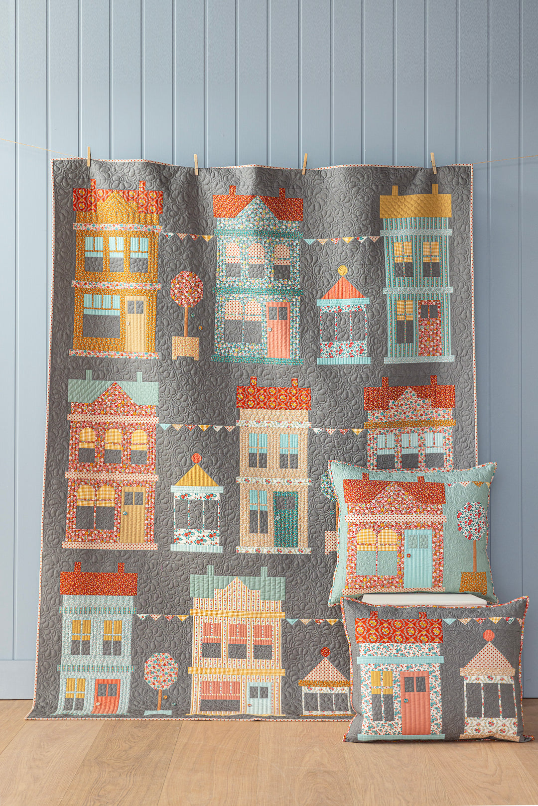 Village Life Quilt - Charcoal - Village Life