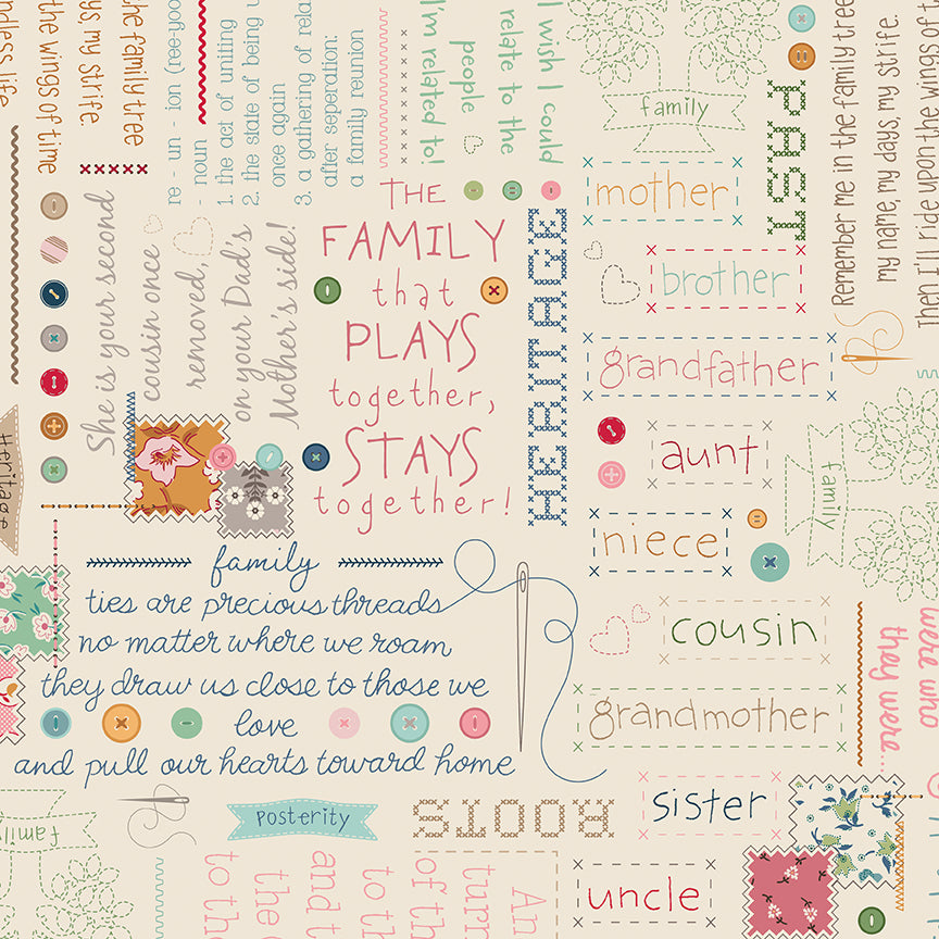 Stitched Families - Linen - Family Reunion