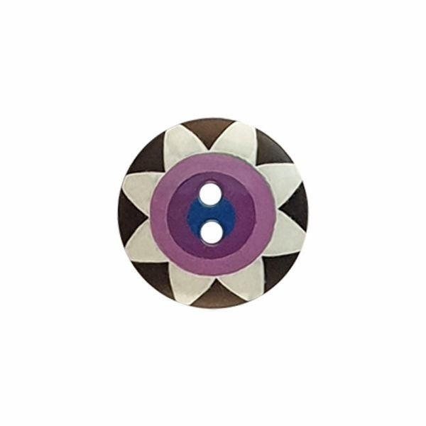 Button Flower Round - Black/White/Purple/Violet/Navy Kaffe Fassett