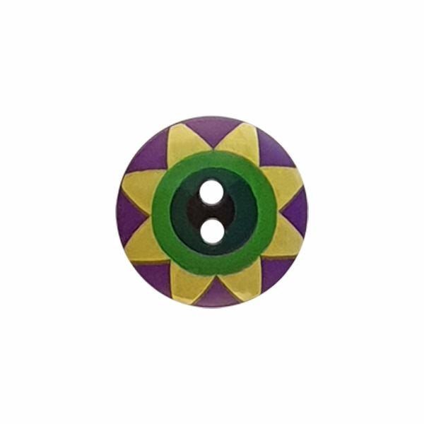 Button Flower Round - Violet/Yellow/Green/Dk Green/Black Kaffe Fassett
