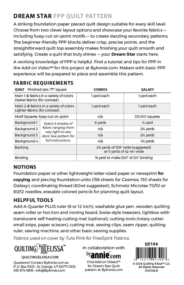 Quilting Elissa Dream Star Quilt - Distributed by ByAnnie)