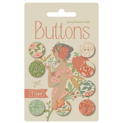 Songbird - Coral/Green Buttons-  By Tilda