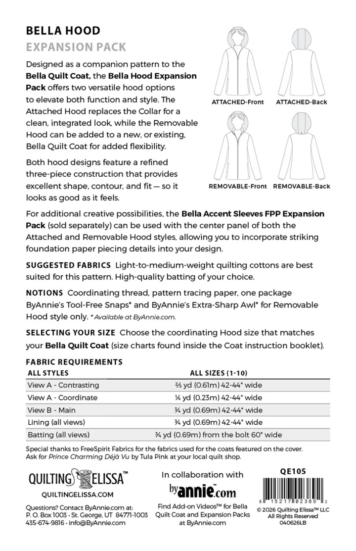 Quilting Elissa Bella Hood Expansion Pack (distributed by ByAnnie.com)