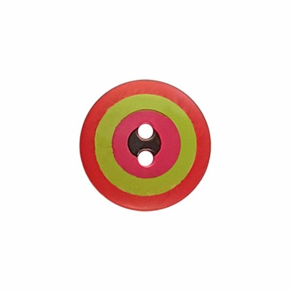 Button Bullseye Round - Red/Green/Pink/Black Kaffe Fassett